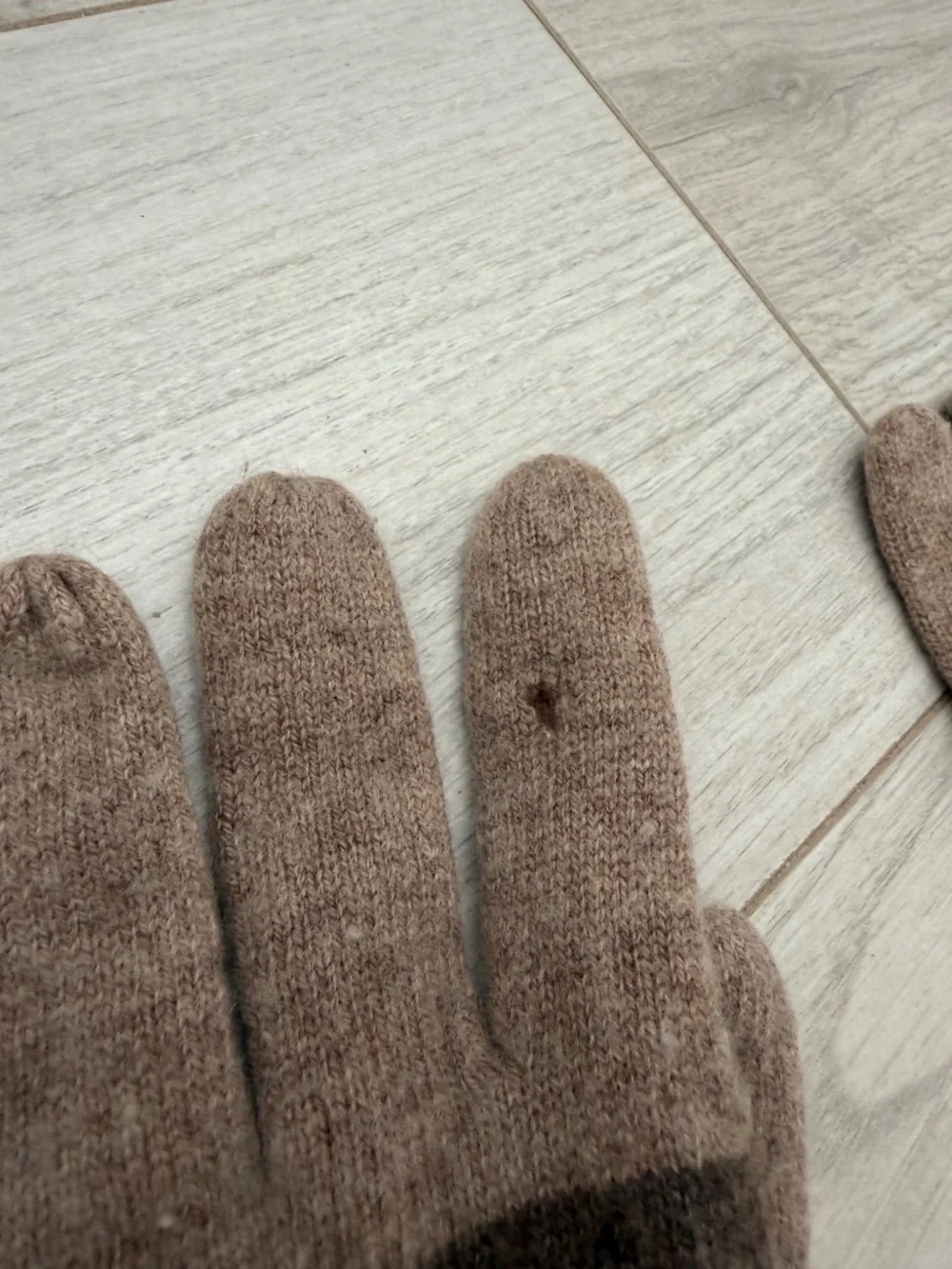 Brown Striped Elbow Length Wool Cashmere Gloves